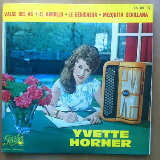 Vinile 45 giri Yvette Horner originale Pathé Cover by J. Mainbourg - E18584 - copertina