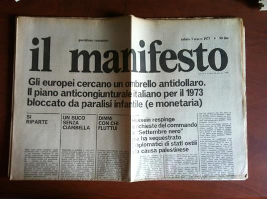 Il Manifesto anno III n° 53 Sabato 3 Marzo1973 - E11323 - copertina