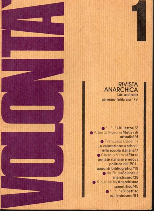 Volontà rivista anarchica 1979 - copertina