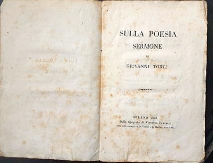 Sulla Poesia. Sermone - copertina