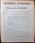 Manifeste technique de la littérature futuriste Milan 11 Mai 1912 originale