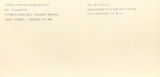 Invito Mostra club Concretisti - KK allo Studio d'informazione estetica Torino anni 70 ca - copertina