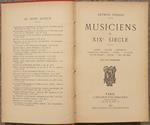Musiciens du XIX° Siecle Paris Librairie Fischbacher 1911