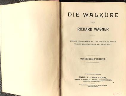 DIE WALKURE Partitura completa orchestra Mainz B. Schott's Sohne - Richard Wagner - copertina