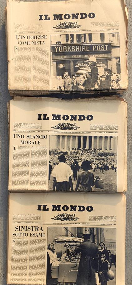 IL MONDO settimanale annata 1963- manca il n°2, 4, 9, 11, 13, 35, 47 - copertina