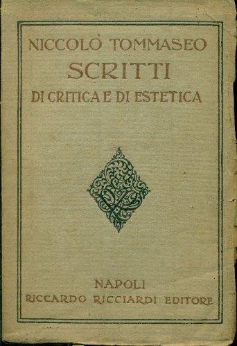 Scritti di critica e di estetica - Niccolò Tommaseo - copertina