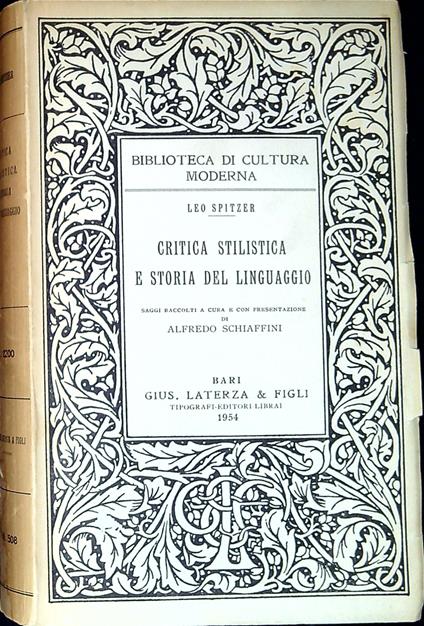 Critica Stilistica E Storia Del Linguaggio - Leo Spitzer - copertina