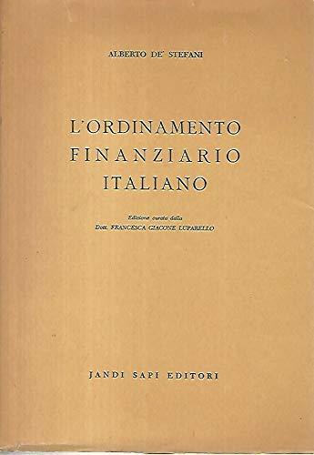 L' ordinamento finanziario italiano - Alberto De Stefani - copertina