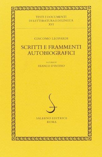 Scritti e frammenti autobiografici - Giacomo Leopardi - copertina