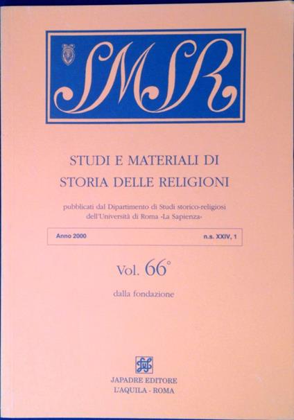 Studi e materiali di storia delle religioni vol.66 dalla fondazione - copertina