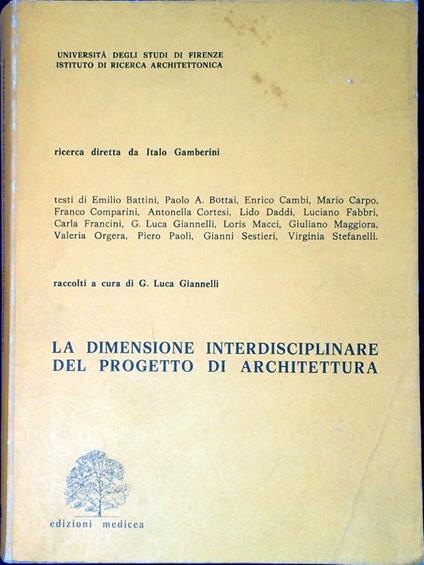 La dimensione interdisciplinare del progetto di architettura - copertina