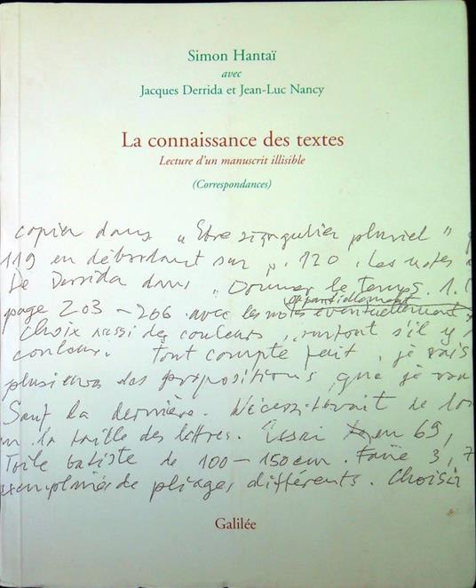 La connaissance des textes. Lecture d'un manuscrit illisible (correspondances) - Simon Hantaï - copertina