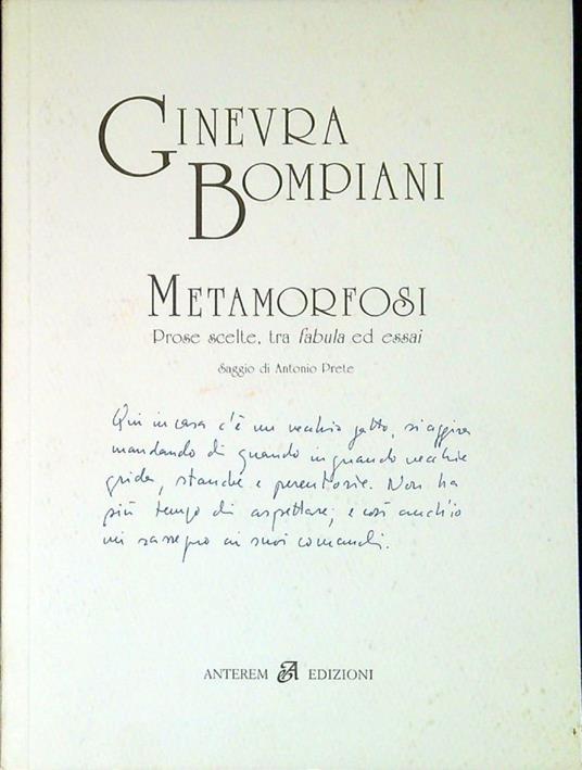 Metamorfosi : prose scelte, tra fabula ed essai - Ginevra Bompiani - copertina