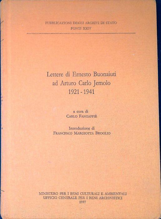 Lettere di Ernesto Buonaiuti ad Arturo Jemolo, 1921-1941 - copertina