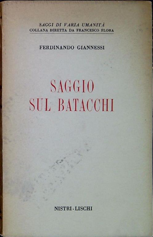 Saggio sul Batacchi - Ferdinando Giannessi - copertina