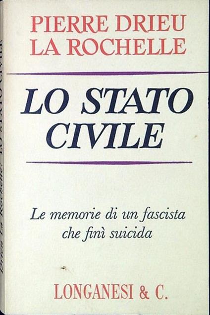 Lo stato civile - Pierre Drieu La Rochelle - copertina