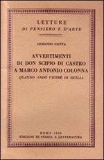 Avvertimenti di Don Scipio Di Castro a Marco Antonio Colonna quando andò vicerè di Sicilia