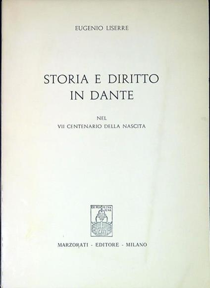 Storia e diritto in Dante - Eugenio Liserre - copertina