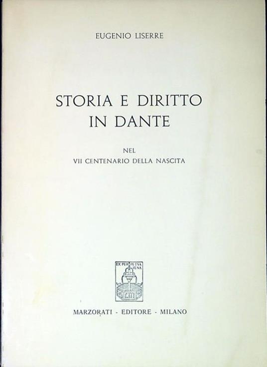 Storia e diritto in Dante - Eugenio Liserre - copertina