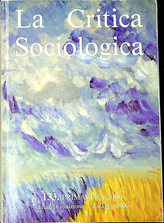 La critica sociologica n. 133 - copertina