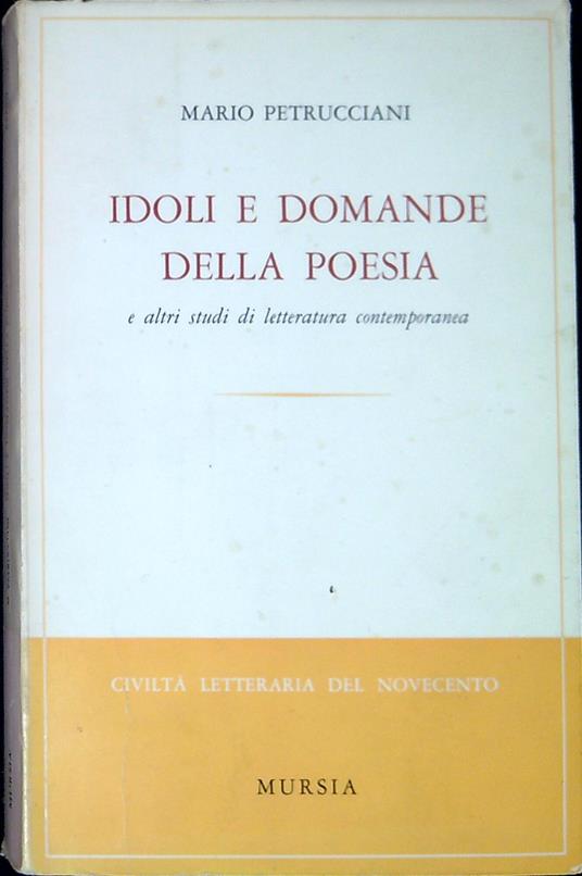 Idoli e domande della poesia e altri studi di letteratura contemporanea - Mario Petrucciani - copertina