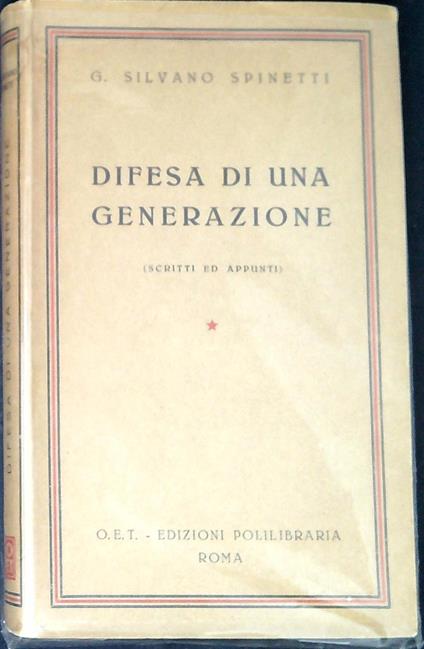 Difesa di una generazione - copertina