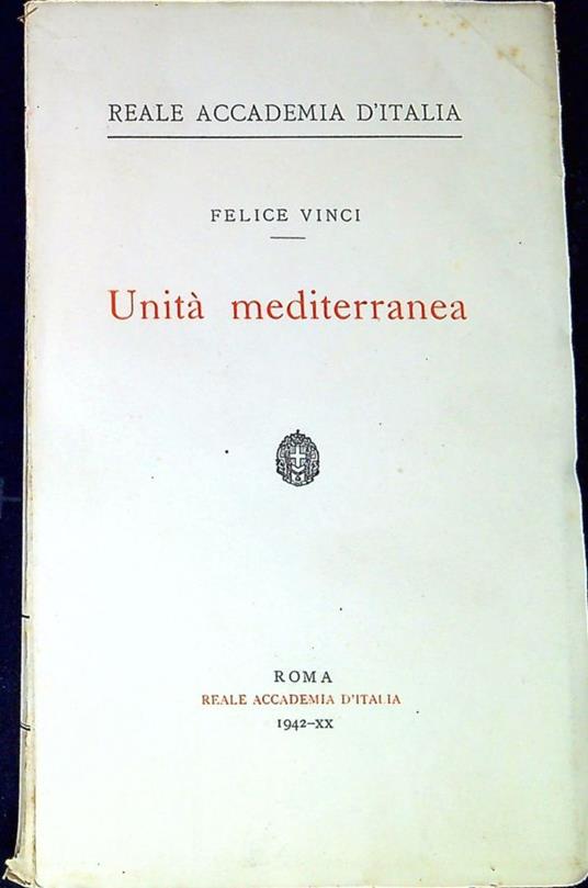 UnitÃ  mediterranea - Felice Vinci - copertina