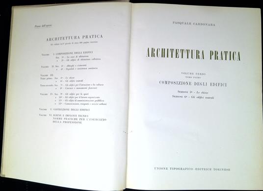 Architettura pratica vol. 3.1: Composizione degli edifici. Sezione 5, Le chiese Sezione 6, Gli edifici teatrali - Pasquale Carbonara - copertina