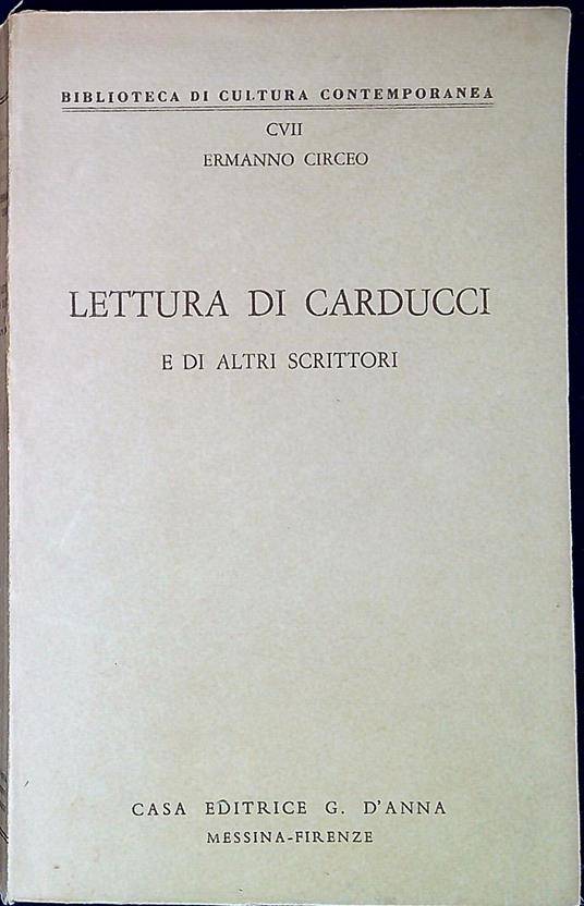 Lettura di Carducci e di altri scrittori - Ermanno Circeo - copertina