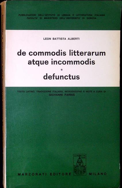 De commodis litterarum atque incommodis Defunctus - Leon Battista Alberti - copertina