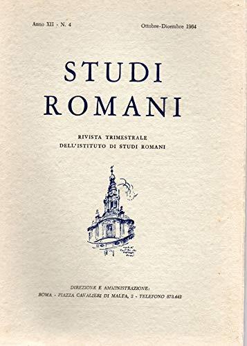 Studi Romani rivista trimestrale - Anno XII n. 4 ott./dic. 1964 - copertina