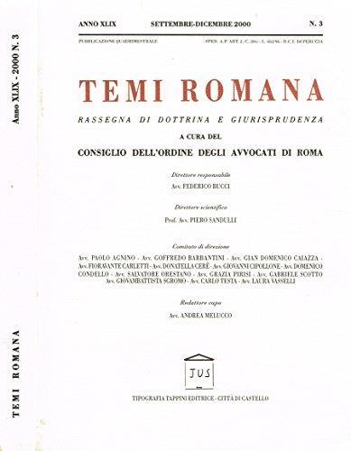 Temi Romana Anno Xlix N.3. Rassegna Di Dottrina E Giurisprudenza - copertina