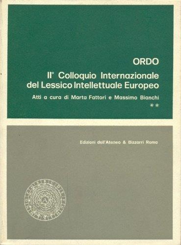 Ordo - II° colloquio internazionale del lessico intellettuale europeo - vol.2 - Marta Fattori - copertina