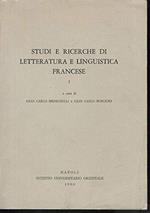 Studi e ricerche di letteratura e linguistica francese