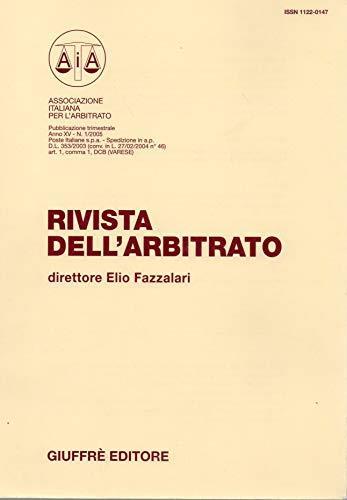 Rivista dell'Arbitrato anno XV n. 1/2005 - Elio Fazzalari - copertina