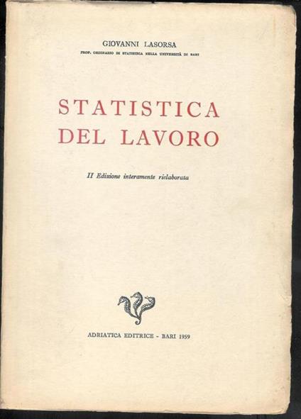 Statistica del lavoro II° edizione - Giovanni Lasorsa - copertina