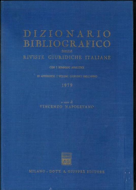 Dizionario bibliografico delle riviste giuridiche italiane 1979 - copertina