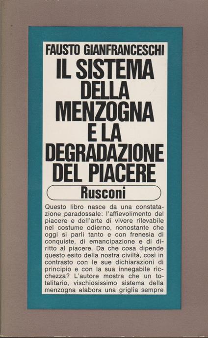 Il sistema della degradazione del piacere - Fausto Gianfranceschi - copertina