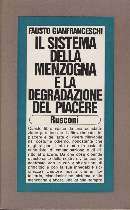 Il sistema della degradazione del piacere - Fausto Gianfranceschi - copertina