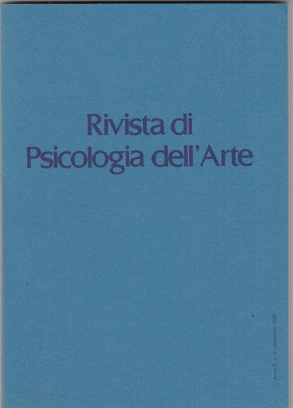 Rivista di psicologia dell'arte. Anno II. n 3 dicembre 1980 - copertina