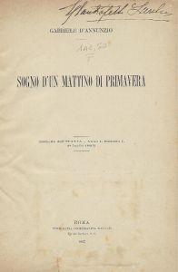 Sogno d'un mattino di primavera ( estratto dall'Italia - Anno I, fascicolo I ) - Gabriele D'Annunzio - copertina