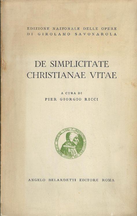 De simplicitate Christianae vitae - copertina