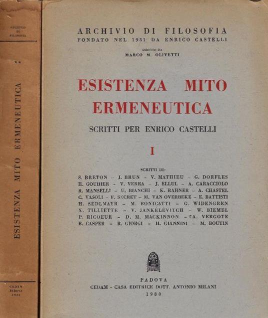 Esistenza mito ermeneutica : scritti per Enrico Castelli - copertina