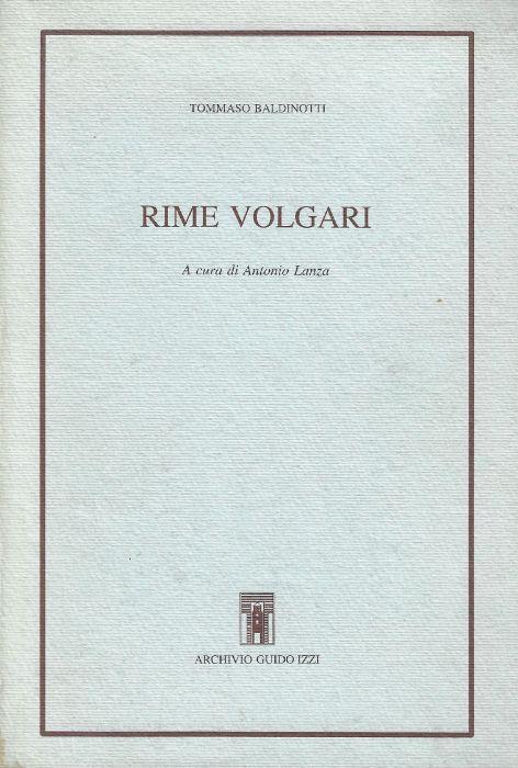 Rime volgari - Tommaso Baldinotti - copertina