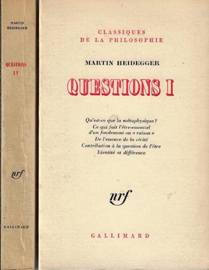 Questions IV - Martin Heidegger - copertina
