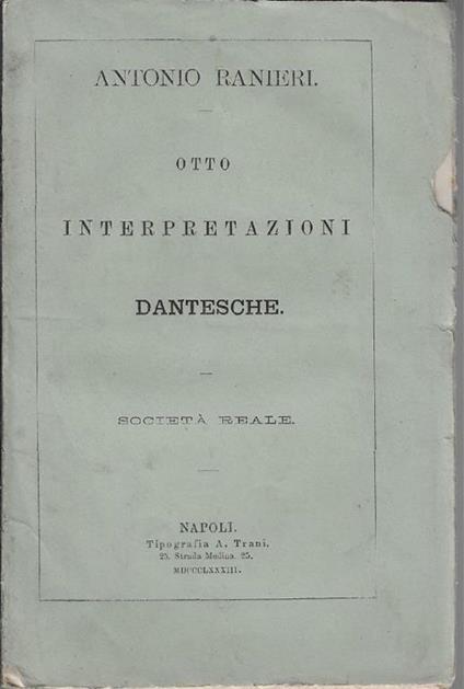 Otto interpretazioni dantesche - Antonio Ranieri - copertina