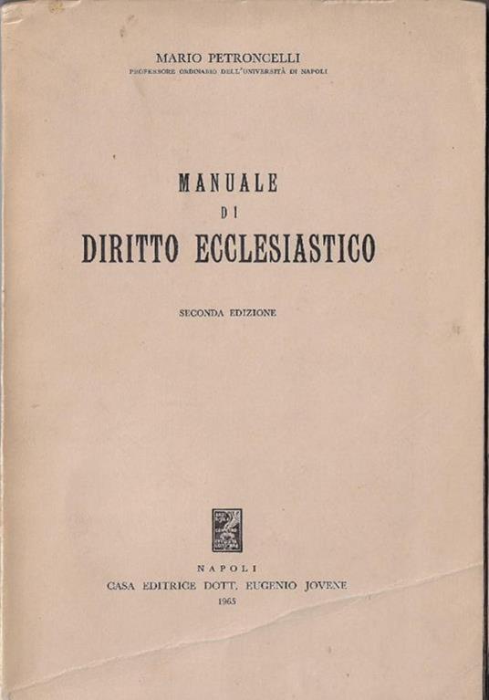 Manuale di diritto ecclesiastico - Mario Petroncelli - copertina