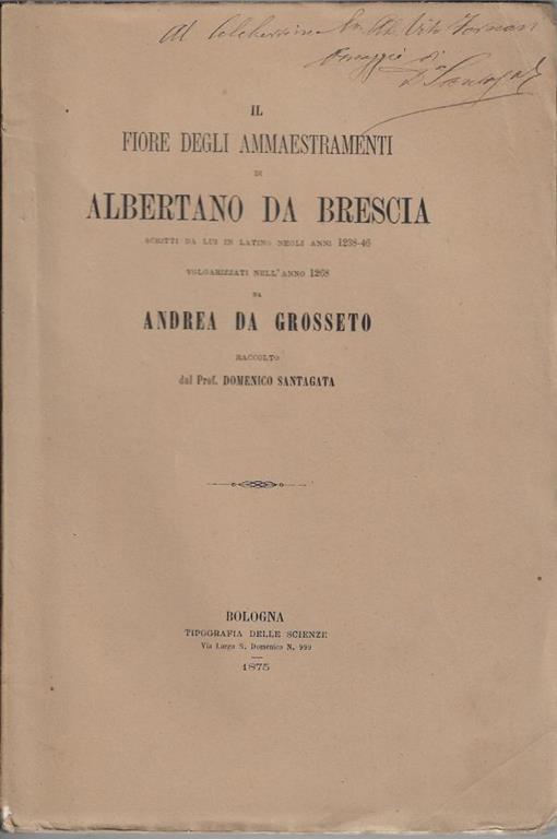 Il fiore degli ammaestramenti - Albertano da Brescia - copertina