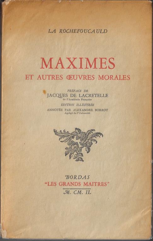 Maximes et autres oeuvres morales - François de La Rochefoucauld - copertina