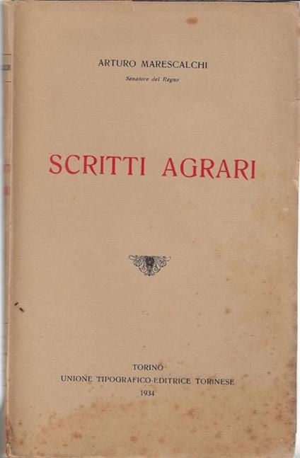 Scritti agrari - Arturo Marescalchi - copertina